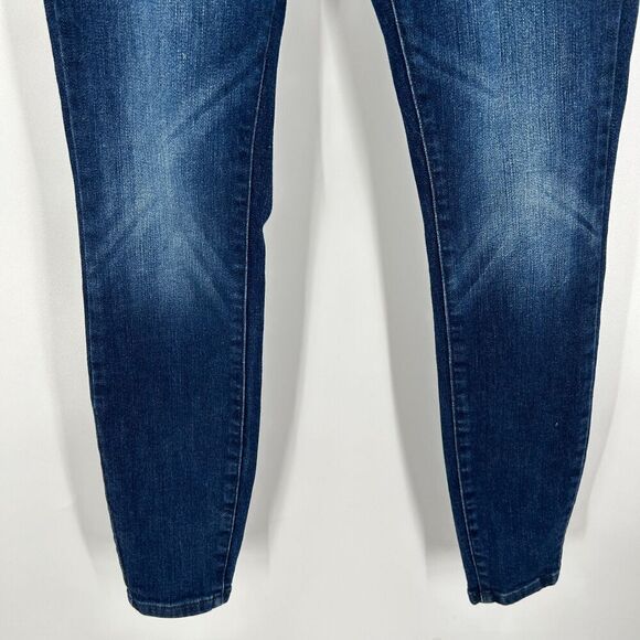 ANTHROPOLOGIE Pilcro Pleated High Rise Dark Wash Blue Denim Skinny Jeans Size 25 - Picture 4 of 9